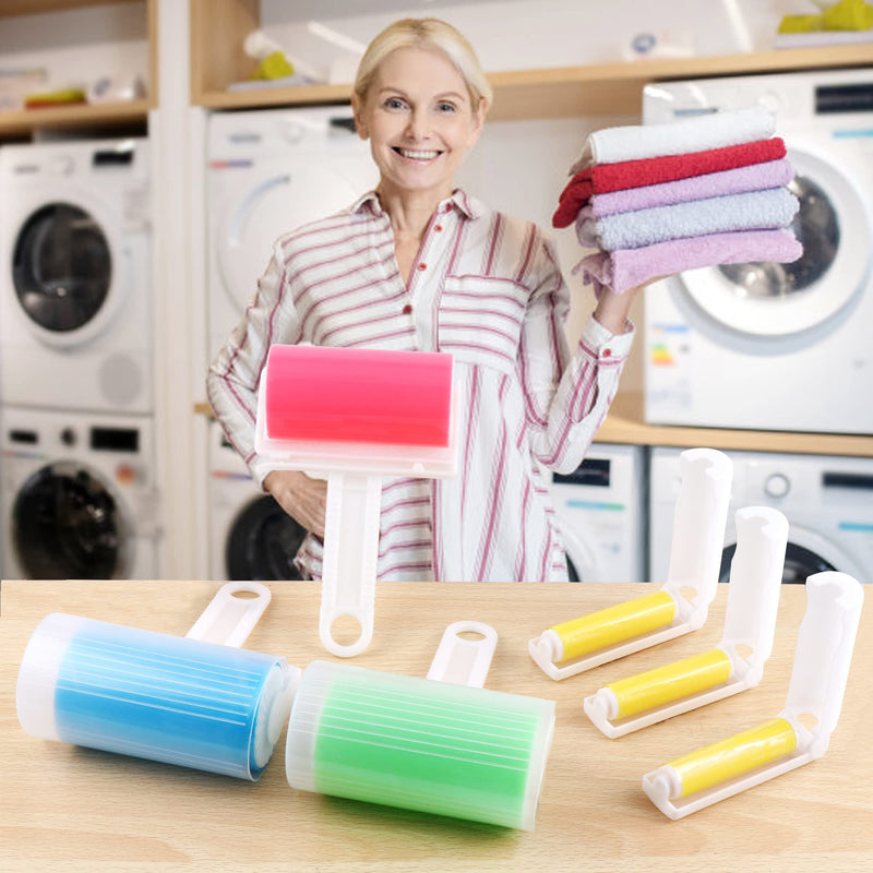 YiliYa Pack of 6 Reusable Washable Lint Roller Sticky Washable Dust Lint Roller Foldable Sticky Roller Portable Hair Curler with Cover for Clean Furniture, Carpets, Clothes - BeesActive Australia