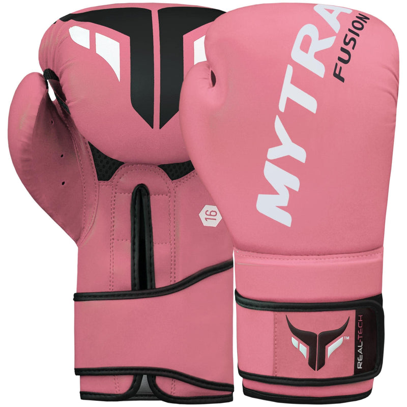 Mytra Fusion Boxing Gloves Men Women Kickboxing Gloves MMA Muay Thai Gloves 8-oz 10-oz 12-oz 14-oz 16-oz Training Workout Punching Gloves Pink