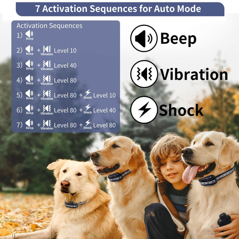PetJoy 3 Dog Shock Collar for Large Dogs, Automatic Bark Collar with Remote, Bark and Training Collar Combo, Shock Collar with 5 Adjustable Levels of Sensitivity to Suit All Breeds of Dogs Bark 03 - BeesActive Australia