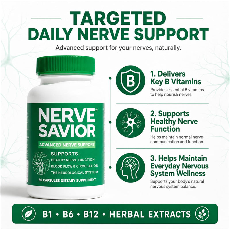 Advanced Nerve Support with B Vitamins & Herbal Extracts - 60 Capsules