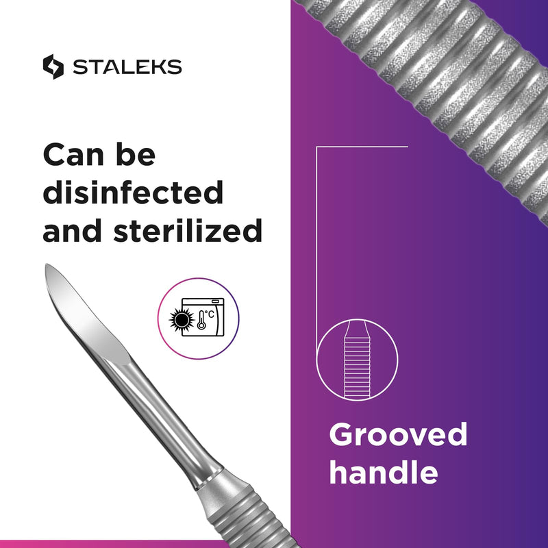 Staleks Pro Manicure Pusher SMART 51 Type 3 – Wide Cuticle Pusher and Nail Cleaner – Dual-Ended Stainless Steel Tool