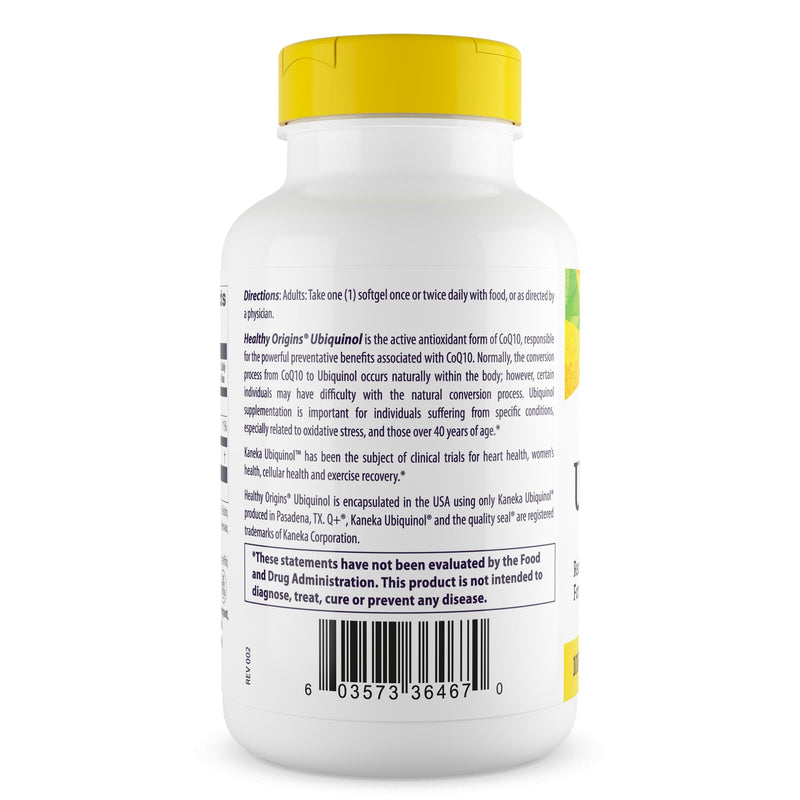Healthy Origins Ubiquinol CoQ10 100 mg, Kaneka QH, 60 Softgels 60 Count (Pack of 1)