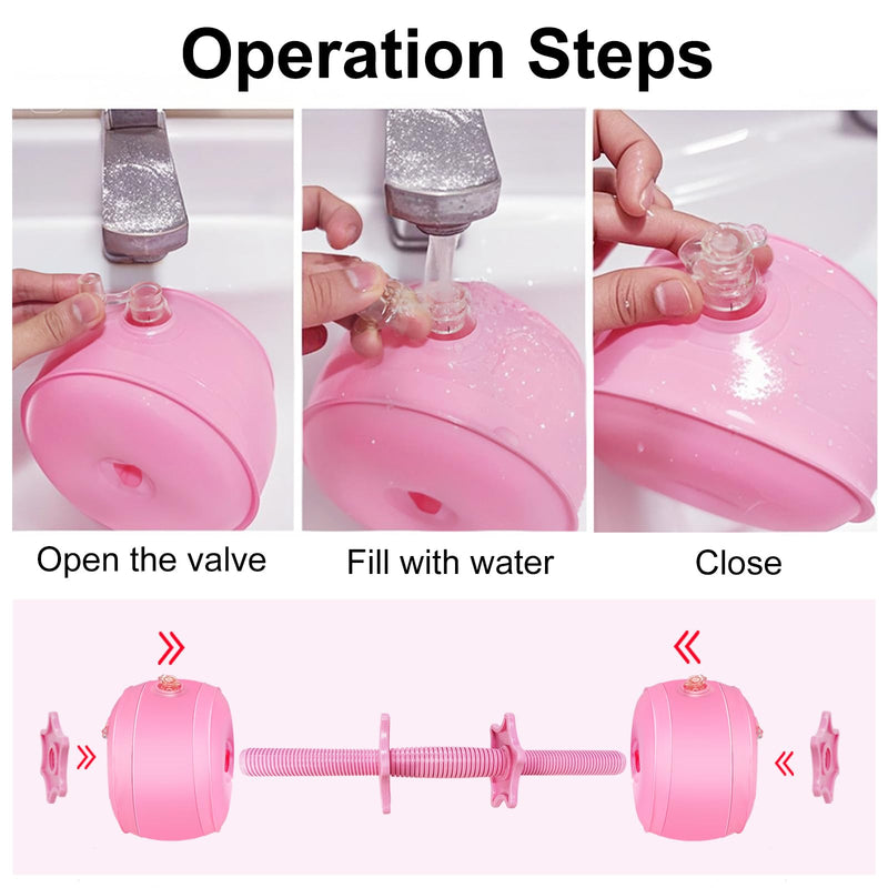 Water Filled Dumbbells Set - Water Filled Weights - Portable Travel Weights - Weights Adjustable Dumbbells - Portable Fitness Equipment - Strength Training - Fitness and Shaping Pink：up to 20 lbs