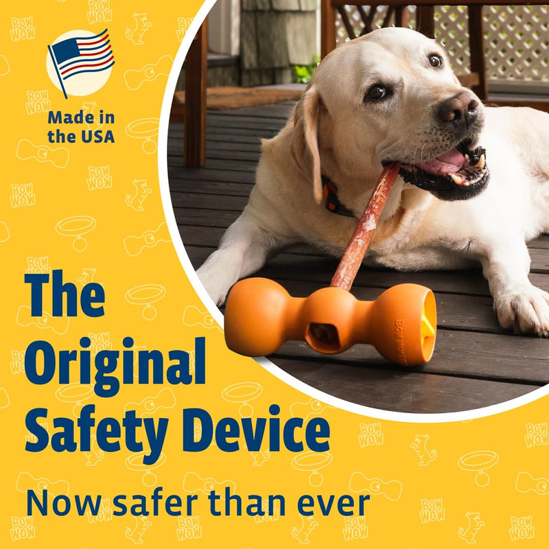 Bow Wow Labs Buddy Safety Device | Newly Redesigned Bully Stick Holder for Dogs | Made in The USA | Dishwasher Safe (S) Small (16-30 pound dog) Newly Redesigned/Orange - BeesActive Australia