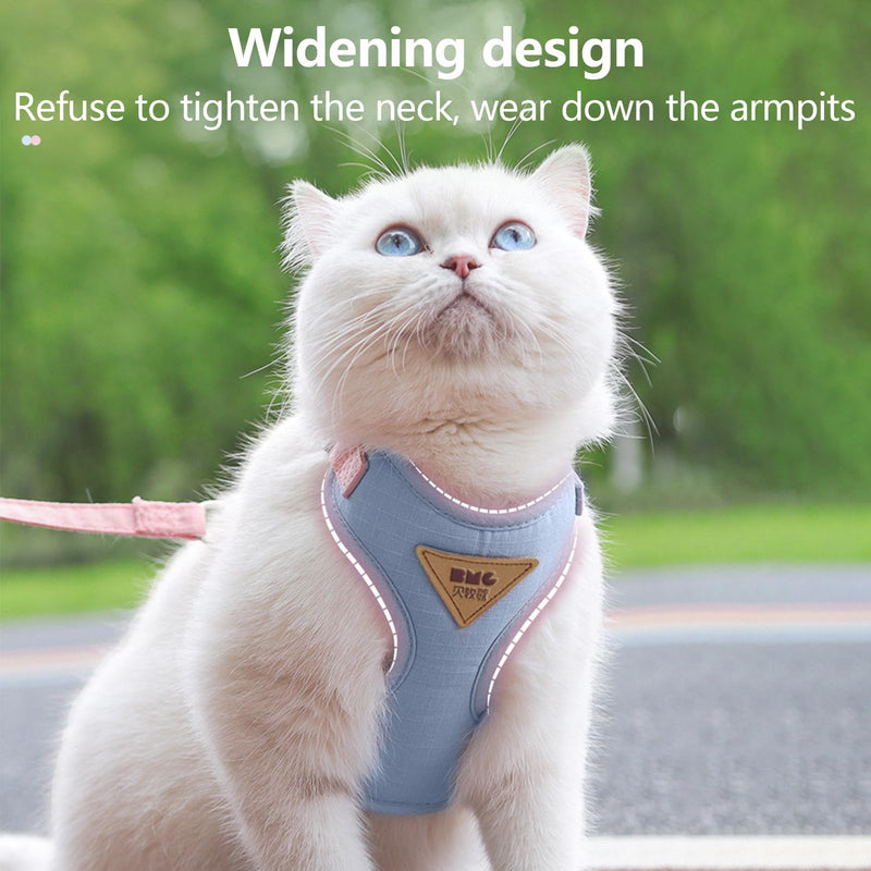 Cat Harness, Cat Harness with Lead, Escape-Proof, Adjustable Chest Harness, Cat Lead, Blue Cat Lead with Harness for Cats, Puppy Cat Harness, Cat Harness (M) - BeesActive Australia