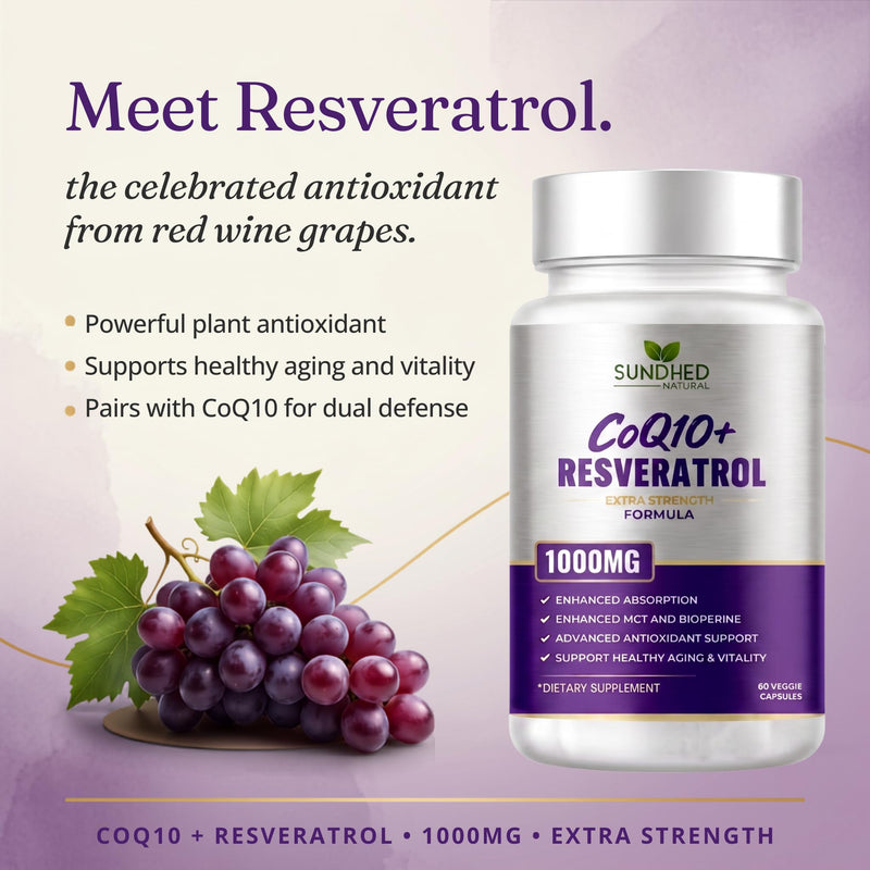 CoQ10 Powerful Antioxidant (Capsules Coq10+Resveratrol) 60 Count (Pack of 1)