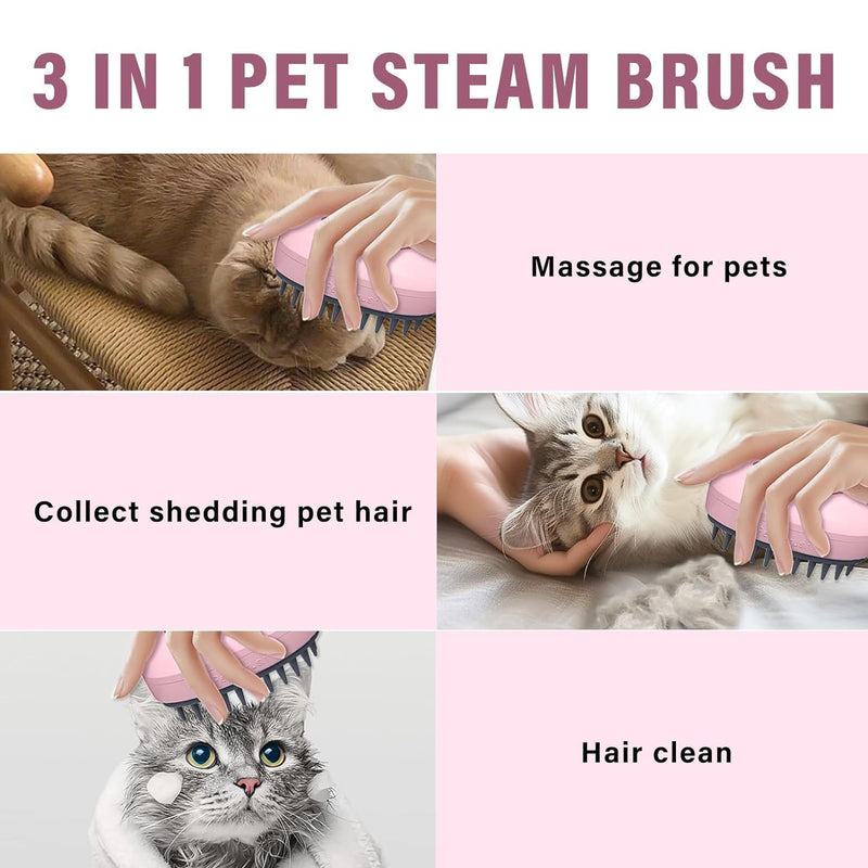 Cat Steam Brush, 3 In1 Steamy Cat Brush, Steam Brush for Cats, Steamy Cat Brush, Rechargeable Silicone Steam Pet Brush, Eliminate Flying Hair with Pet Grooming Brush and Extra Infrared Cat Toy Purple - BeesActive Australia