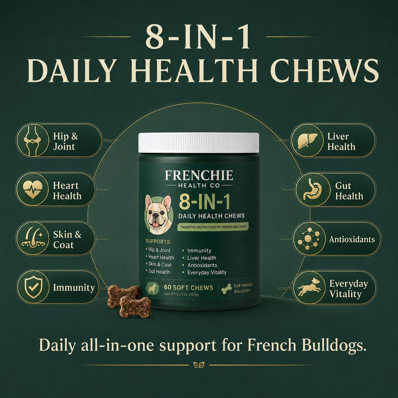 8 in 1 Daily Health Chews, 60 Count, Multivitamin for Dogs, Chewable Dog Vitamins and Supplements, French Bulldog Vitamins 1 PCS