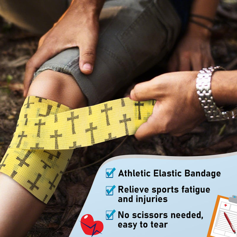 30 Pcs Cross Athletic Wrist Tape Football Self Adhesive Elastic Christian Tape 2 Inch x 5 Yard Non Woven Religious Wrist Wrap for Sports Baseball Soccer Volleyball Trainers(Colorful) Colorful - BeesActive Australia
