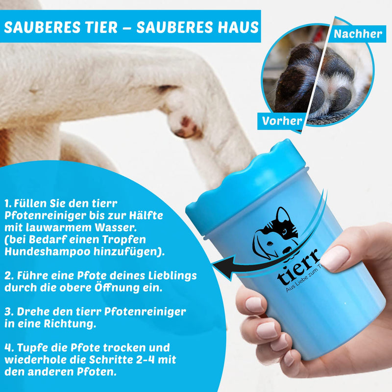 tierr paw cleaner for dogs | Removes dirt from dog paws | Thorough cleaning with a soft brush | Dishwasher safe (Blue, size M + claw scissors) Blue - BeesActive Australia