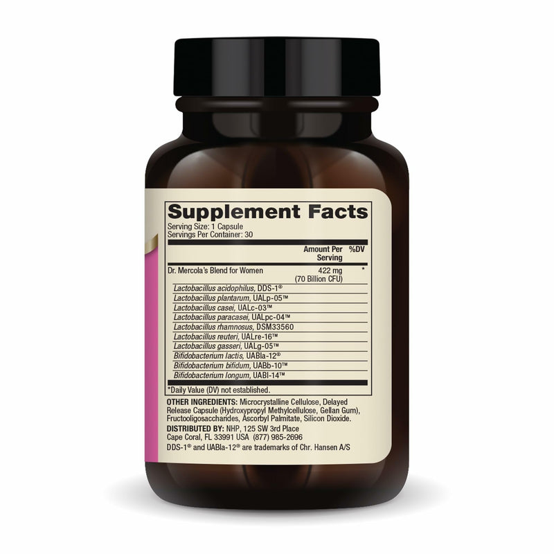 Dr. Mercola Complete Probiotics for Women, 30 Capsules (30 Servings) | Supports Gut, Vaginal, and Immune Health, 70 Billion CFU, Lactobacillus Strains, Non-GMO, Gluten-Free, and Soy-Free 30 Count (Pack of 1)