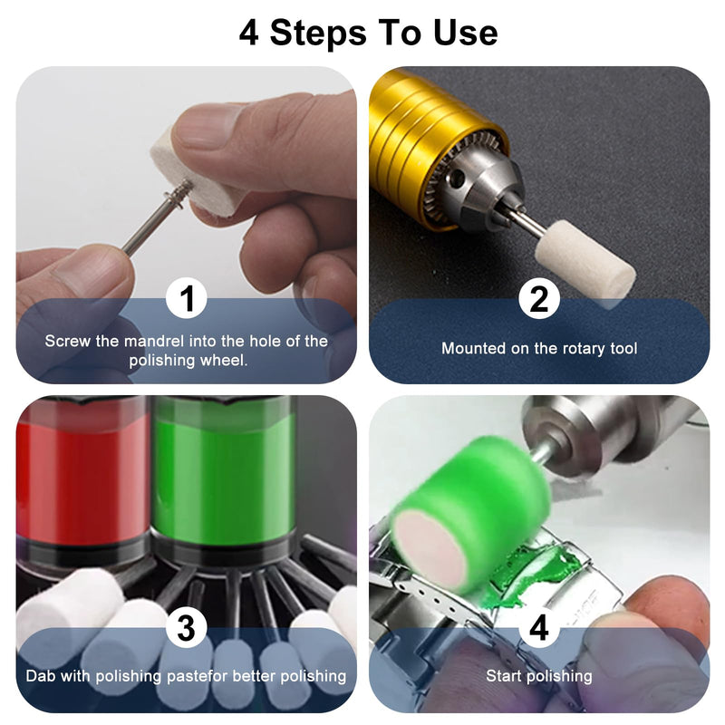 117PCS Dremel Polishing Kit, Polishing Wheel with 2 Polishing Compound，Dremel Polishing Bits for Resin,Jewelry,Metal,Watch