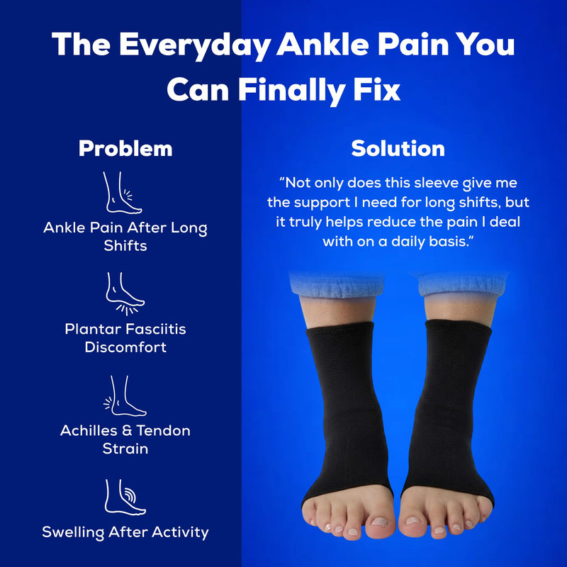 SB SOX Ankle Brace for Men & Women (1 Pair) - Ankle Support Stabilizer for Sprained Ankle, Sports, Achilles Tendonitis - Compression Ankle Sleeve Solid - Black Medium