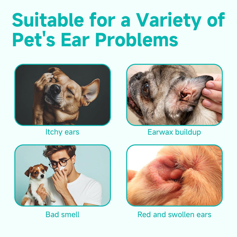 Ear Cleaner Finger Wipes for Dog & Cat [Finger Casing Design][Pet Ear Wipes with Tweezers] for Controlling Ear Infections and Ear Odor Reduce ear wax buildup Natural Ingredients Dog Ear Wipes - PawsPlanet Australia
