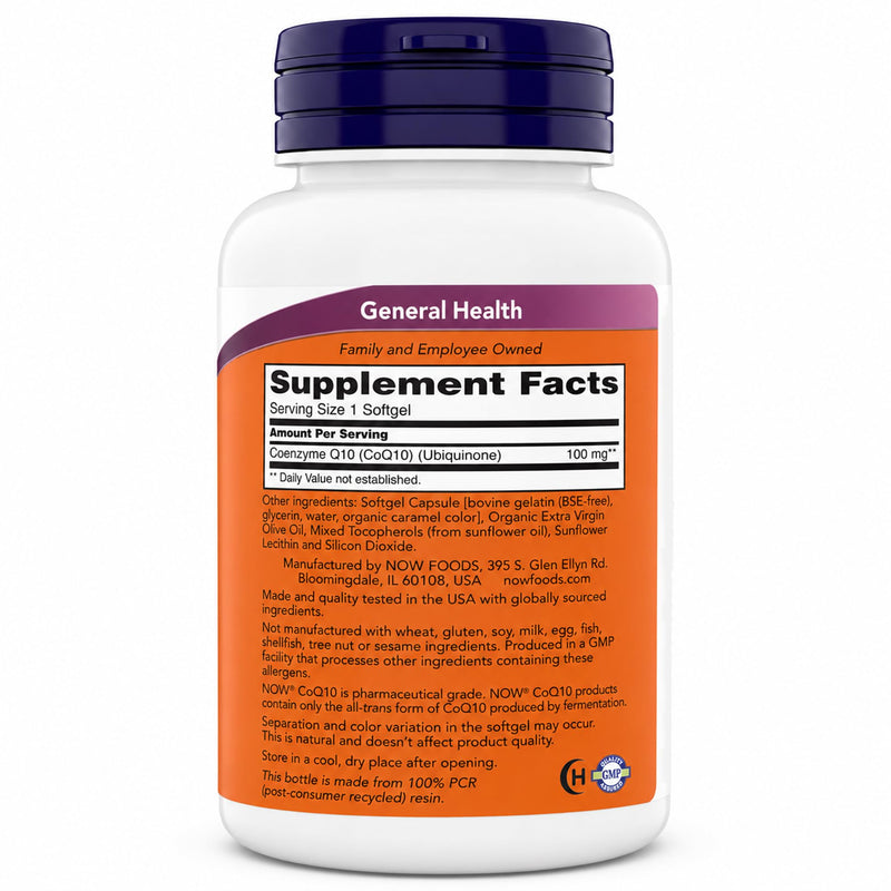 NOW Foods Supplements, CoQ10 (Coenzyme Q10) 100 mg, Pharmaceutical Grade, Cardiovascular Health*, 200 Softgels Pack of 2 200 Count (Pack of 2)