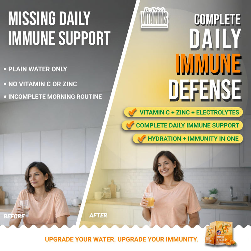 Dr. Price's Vitamins Immune Support Vitamin C Powder, Zinc, Mandarin, 20pk | Immune Booster Electrolyte Mix, Vitamin D3, Vitamin C 1000mg, Sugar Free Hydration, Made in USA, Doctor-Formulated Supplement 2.5 Ounce (Pack of 1)