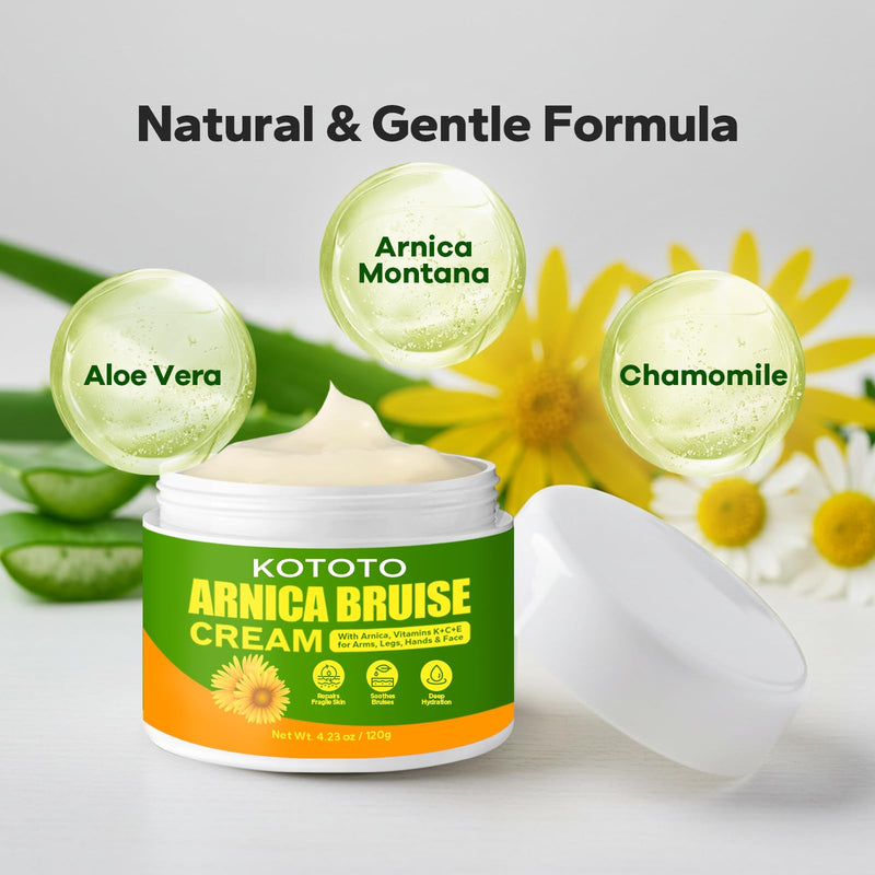 Kototo Arnica Gel for Bruising (4.2 Oz), Fast Relief for Bruises, Swelling & Discomfort, Natural Arnica Bruise Cream with Vitamin K & Herbal Extracts, Soothing Gel for Muscle & Joint - BeesActive Australia