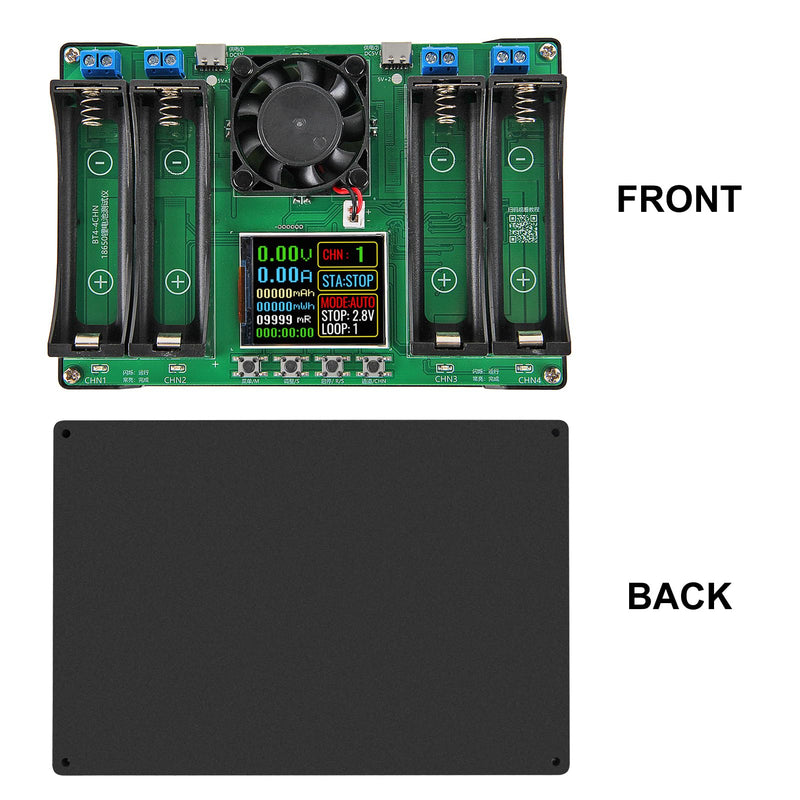 2Pcs 4-Channel 18650 Battery Capacity Tester, Automatic Charge Discharge Module with Internal Resistance Test for Flat Top Batteries, Type-C Powered Lithium Battery Analyzer