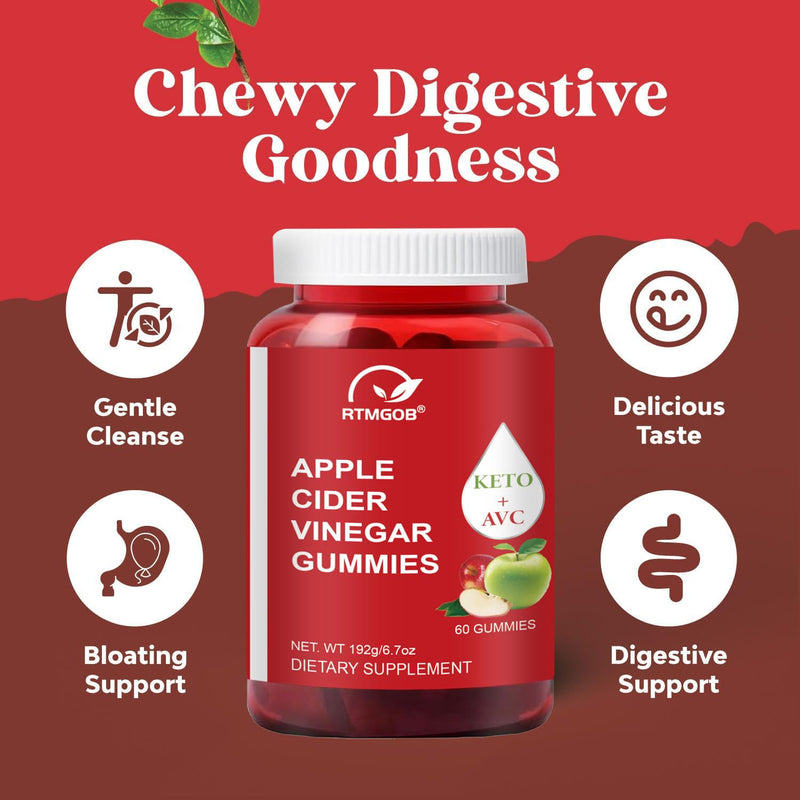 Apple Cider Vinegar Gummy, Vitamin B12, 1000 mg, Apple Flavor, Vegan, Non-GMO, Gluten Free Supplement-60 Gummies