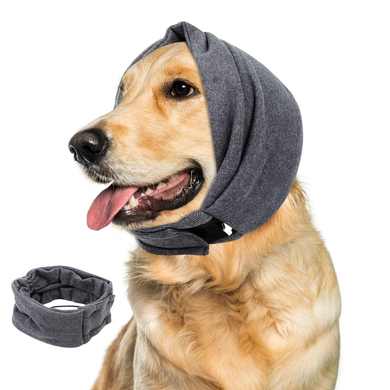 Ear Cover Wraps for Dogs Bath Grooming Drying Swimming, Dog Ear Muffs Noise Protection Winter,Adjustable Dog Calming Hoodie for Hematoma Anxiety Firework Thunder Warm Sleeping Shower Cap (MG) Deep Grey Medium