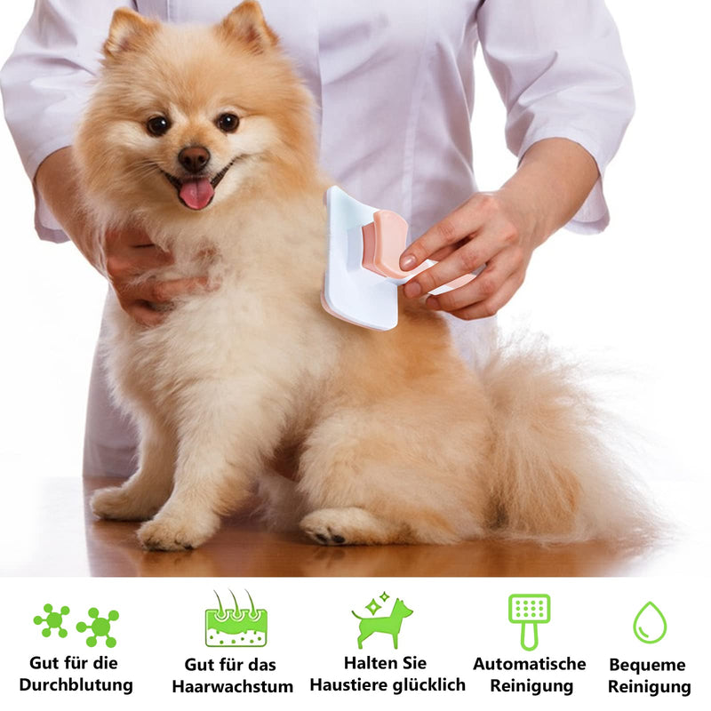 Phantasy® Small Pet Dog Brush Cat Brush, Pet Brushes Self-Cleaning Fur Brush, Hair Remover Pet Brush for Long Hair and Short Hair, Orange Orange-Small - BeesActive Australia