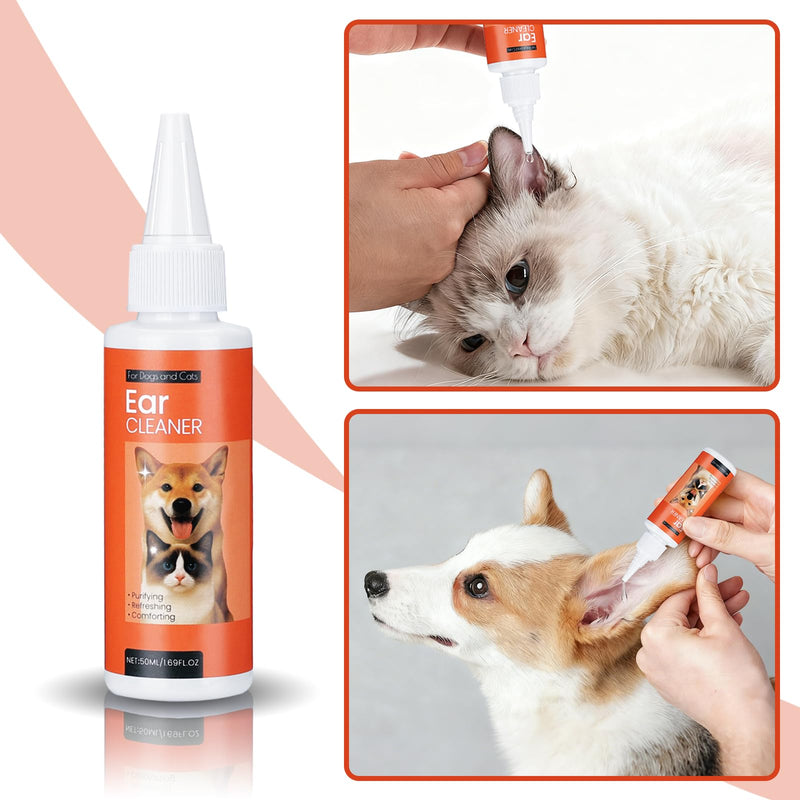 FlowFish Pet Ear Cleaner for Dogs Ear Infection Treatment, No-irritating Dog Ear Cleaner Solution for Treat Dog Ear Infection At Home with Gentle Caring [1.69 FL.OZ] 1.69 FL.OZ