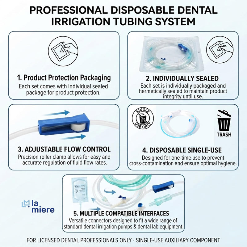 LA MIERE Irrigation Tubing, Irrigation Tube 5PCS - Compatible for W&H IMPLANTMED, Sterile Packaged 5