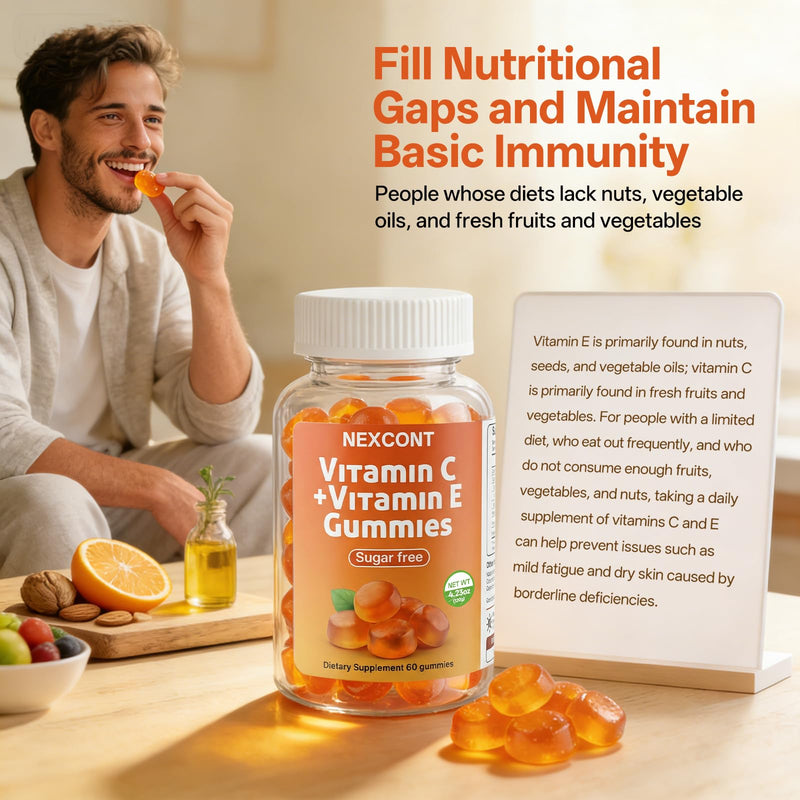 Vitamin C Gummies for Adults, Sugar Free with Vitamin E & Collagen Supports Immune & Skin Health Non-GMO,Gluten Free