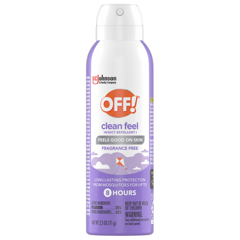OFF! Clean Feel Travel Size Insect Repellent Aerosol, Fragrance-Free Bug Spray for Lasting Protection from Mosquitoes and Ticks, 2.5 oz