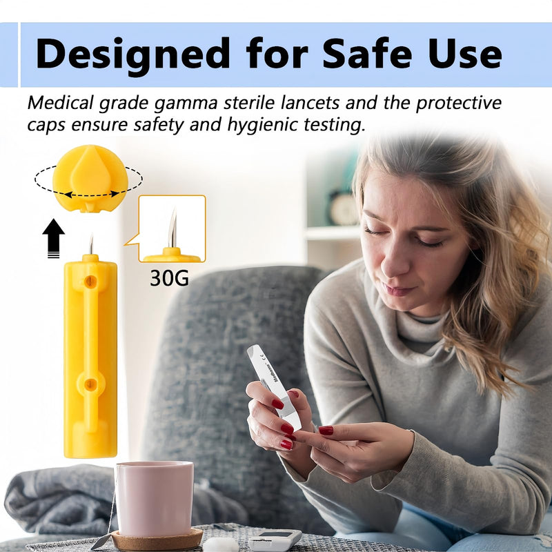 Blood Lancets, Single use, 30 Gauge Twist top Lancets for Diabetes Testing, Fits Most Lancing Devices for Blood Sugar Kit and Glucose Meter - 310 Count per Box - Yellow - BeesActive Australia