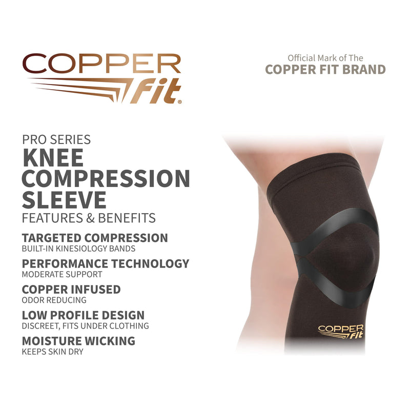 Copper Fit Pro Series Knee Compression Sleeve Black Medium - BeesActive Australia