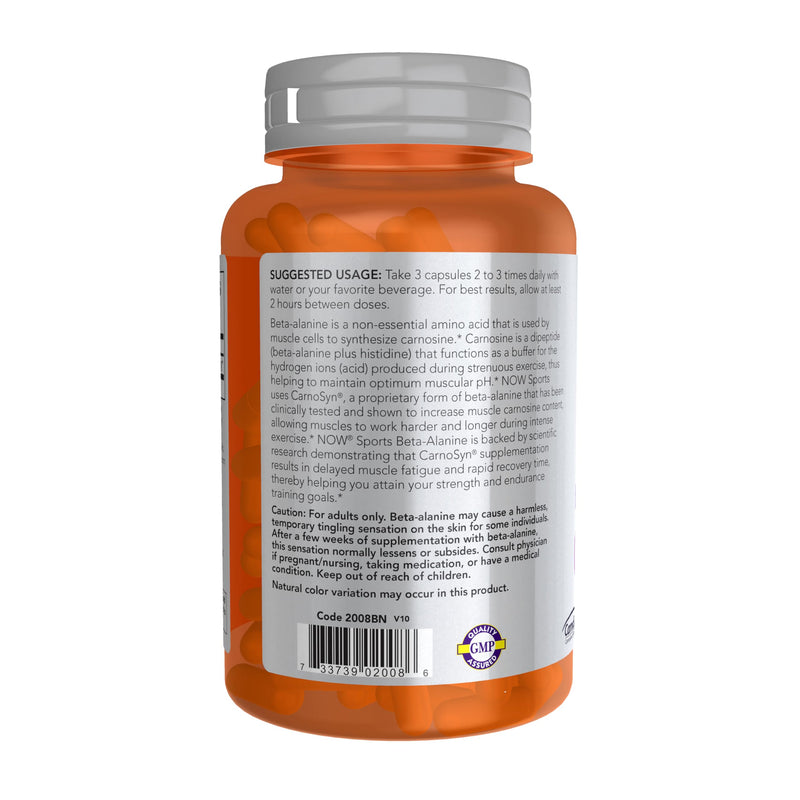 NOW Foods Sports Nutrition, Beta-Alanine 750 mg, Delays Muscle Fatigue*, Endurance*, 120 Veg Capsules,(Pack of 2) 120 Count (Pack of 2)
