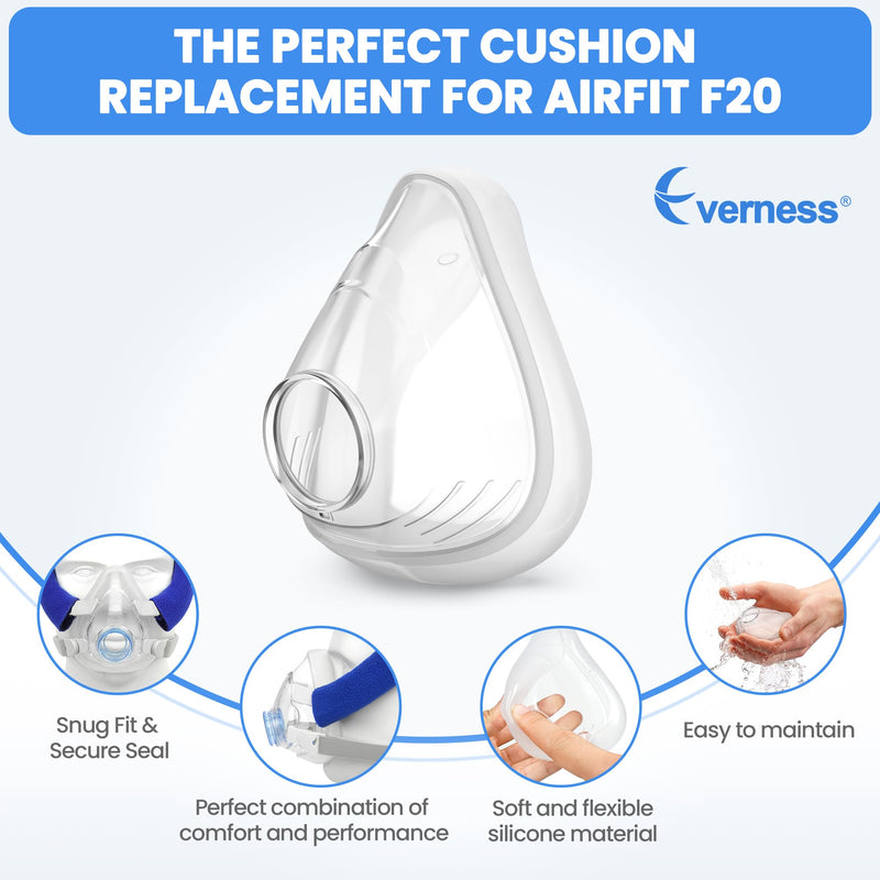 Upgraded Set for Airfit F20 Medium, FSA/HSA Eligible, Replacement Headstrap Frame Assembly, Secure Seal & Optimized Comfort with Advanced Silicone Cushion, Great-Value CPAP Supplies (Without Elbow)