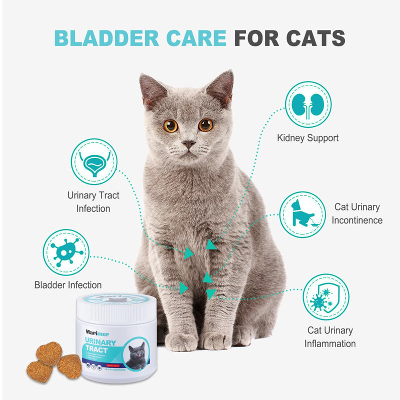 MARIMER Urinary Tract Support for Cats – Cranberry, D-Mannose & Marshmallow Root – Soft Chews for Bladder & Kidney Health – Chicken Flavor – 100 Chews