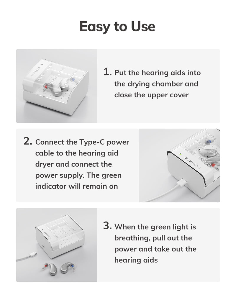 ELEHEAR Hearing Aid Dryer & Dehumidifier for Amplifiers and Earbuds
