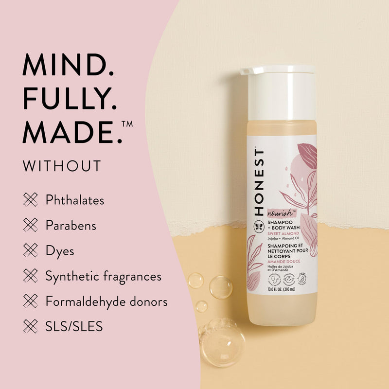 The Honest Company 2-in-1 Cleansing Shampoo + Body Wash | Gentle for Baby | Naturally Derived, Tear-free, Hypoallergenic | Sweet Almond Nourish, 10 fl oz 10 Fl Oz (Pack of 1) - BeesActive Australia