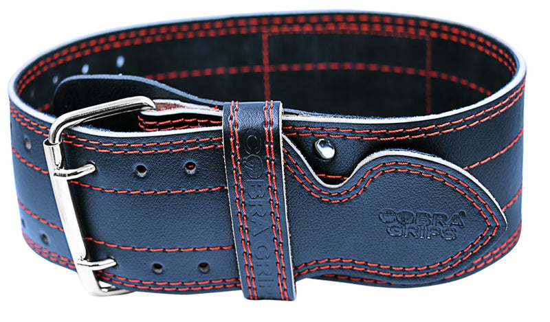 Weight Power Lifting Belt 4” Wide Cobra Grips Premium Genuine Leather Belt for Men & Women Adjustable Weightlifting Back Support RED Small 27"-35"