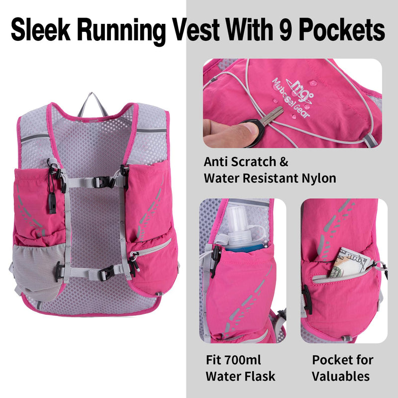 Lightweight Running Vest for Women and Men Hydration Backpack Pack with 1.5L Water Bladder Bag Running Gear Accessories for Hiking Trail Cycling Marathon Hot Pink