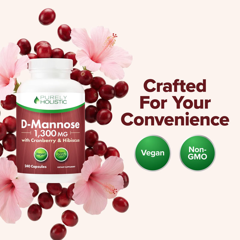 D Mannose with Cranberry | Drug-Free Urinary Tract Health Support | Evidence-Based DMannose 1300mg for Urinary & Bladder Health for Women | D Mannose Supplements for Women & Men | Non-GMO | 240 Ct - BeesActive Australia