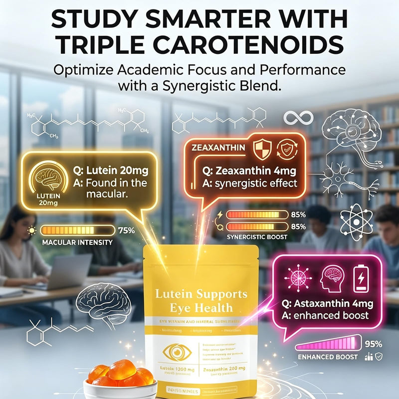 Lutein & Zeaxanthin Gummies for Adults - Eye Health Support with 20mg Lutein, 4mg Zeaxanthin, Vitamin A, C & E - Natural Flavored Chewable Gummies - 60 Count Dietary Supplement