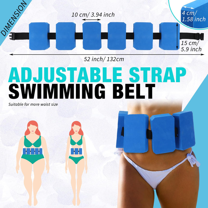 Lenwen 2 Pcs Swim Belt Flotation Belt Pool Exercise Equipment for Adults Adjustable Aquatic Auxiliary Swimming Waist Belt with EVA Foam Swim Training Aid for Beginners Easy and Safe Blue - BeesActive Australia