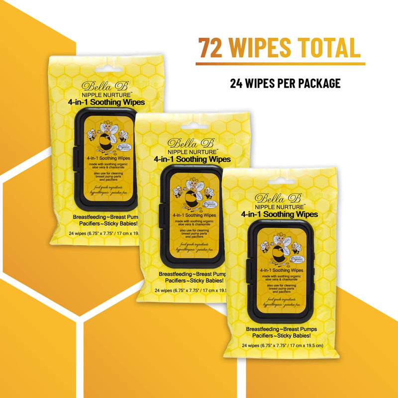 BELLA B Nipple Nurture 3-Piece Breast Wipes/Baby Wipe Bundle - Breast Pump Cleaning Wipes - Nursing and Breastmilk Wipes 1 Count (Pack of 1) Aloe Vera - BeesActive Australia