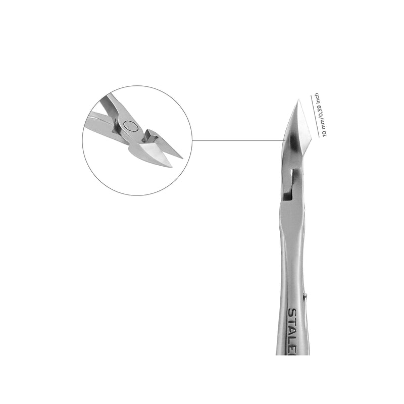 Staleks EXPERT 21 Cuticle Nippers 10 mm – Elongated Handles with Grooved Grip – Inclined Narrow Blades for Precise Work