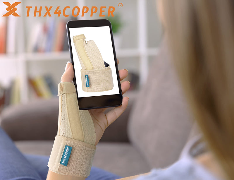 THX4COPPER Thumb & Wrist Stabilizer Splint for Blackberry Thumb,Thumb Pain Relief for Arthritis,Sprained,Tendonitis,Carpal Tunnel,Breathable&Stable,L-XL(Beige) Large/X-Large Beige