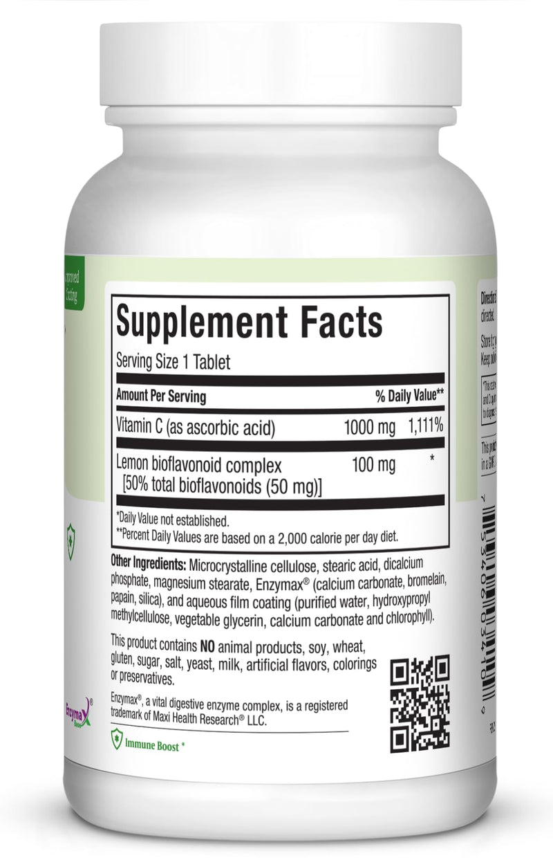 1000 mg Vitamin C - 1000mg Tablets Ultra High Absorption Formula - Gluten Free Kosher Dietary Non GMO Vitamin C Supplement for Immune Support - VIT C Vitamin C Tablets from Ascorbic Acid, 100 Count | Kosher | Vitamin C with Bioflavonoids | Immune Healt...