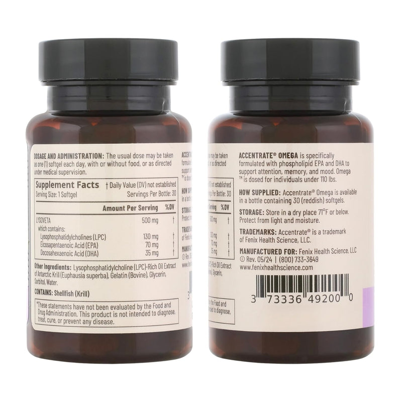 Omega w/LYSOVETA LPC | EPA & DHA Supplements for Brain Health | Focus, Attention, Memory, & Mood | 6X Higher Absorption Than Fish Oil | Omega-3 Fatty Acid Supplements | Highest Potency LPC-DHA 30 Count (Pack of 1) - BeesActive Australia