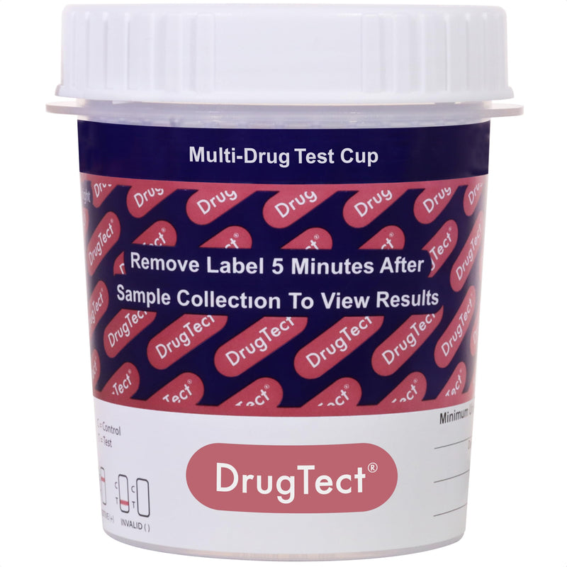 DrugTect Multi-Drug Test Cup | 5 Pack | 12 Panel CLIA Waived Marijuana Fentanyl Urine Drug Test Cup for AMP,BAR,BUP,BZO,COC,FYL,MDMA,MET,MOP|OPI,MTD,OXY,THC (5)
