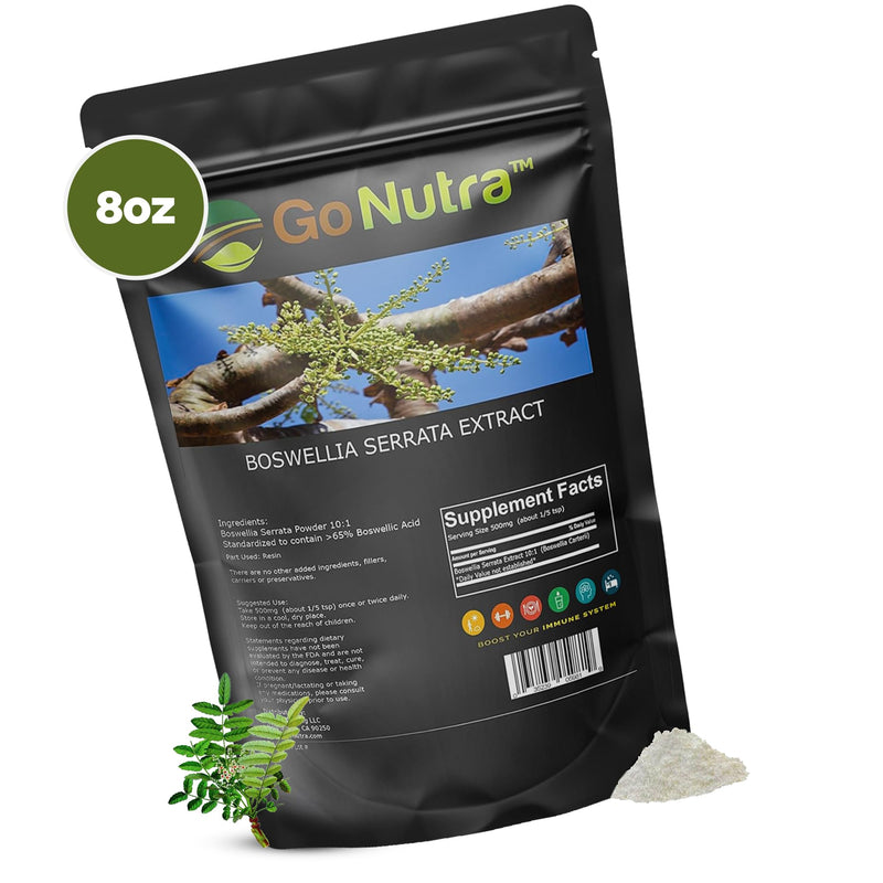Go Nutra Boswellia Serrata Extract Powder 10:1 Strength 65% Boswellic Acid Frankincense Supplement Joint Support - 8 oz. - BeesActive Australia