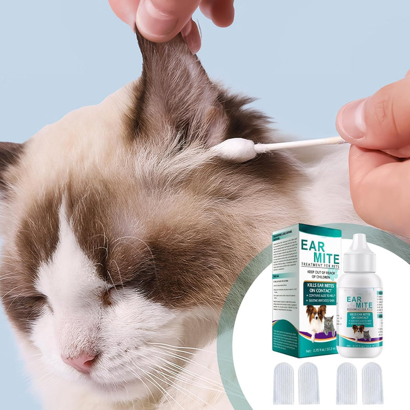 Dog Ear Drops,Dog Ear Cleaner,Non Irritating Antibiotic Ear Drops,Dog Ear Infection Treatment for Dogs Cats Comes with 4 Pet Cleaning Finger Cots