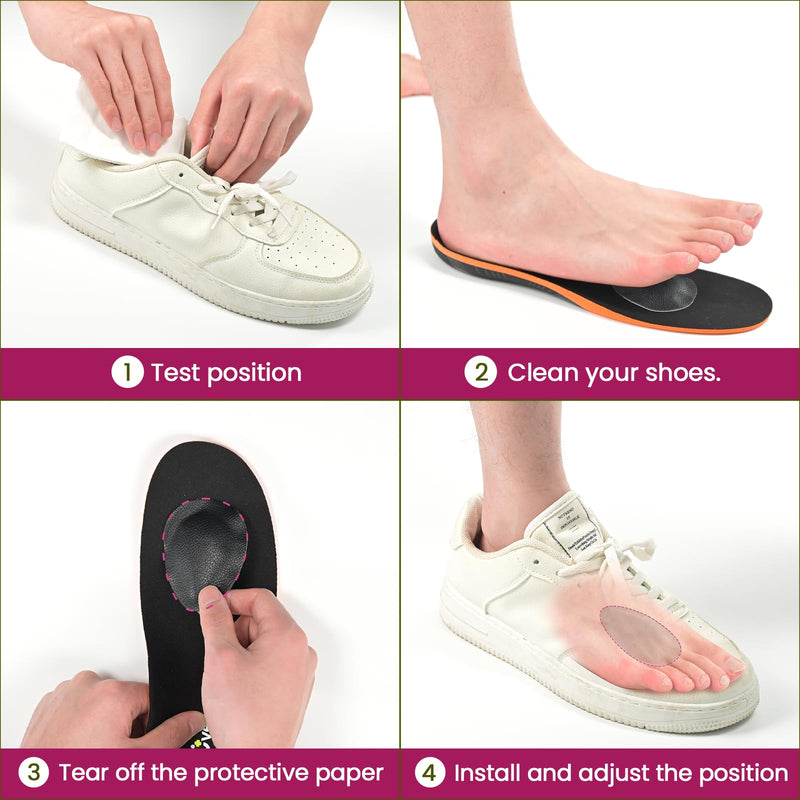 4-Pair Metatarsal Pads for Pain Relief - Bukihome Ball-of-Foot Cushions for Forefoot Support Fatigue Relief, 1/3" Thick Soft Ball-of-Foot Pads for Metatarsalgia Morton’s Neuroma, Men Women (L) Black 4 Pairs - L(Men's 10.5-13)